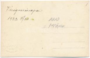 1932 Arad, Jégzajlás, jégtorlasz, híd / frozen river with ice, bridge. Sándor photo (vágott / cut)