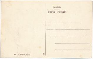 Polyán, Pojana, Poiana Sibiului; Fő tér, templom, erdélyi folklór. Fot. E. Fischer / main square, ch...