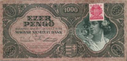 Kis magyar korona, pengő tétel 7db 1920-45-ig, benne egyes példányok erős papírráncokkal, látványos ...