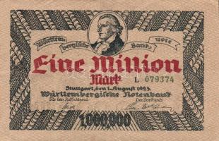 Német Birodalom/Weimari Köztársaság/Württemberg/Länderbanknote 1923. 1000.000M T:II