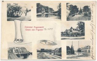 1909 Fogaras, Fagaras; mozaiklap, vár, híd. Fleissig Jakab kiadása / multi-view postcard with castle and bridge (fl)