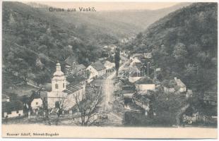 Vaskő, Moravica-Eisenstein, Ocna de Fier; látkép, templom. Rosner Adolf kiadása / general view, church