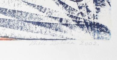 Khell Zoltán (1953-2023): Lángolás. 2002, aquatinta, papír. Számozott, művészpéldány, üvegezett kere...