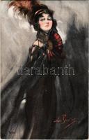 1912 The Fan / Lady art postcard