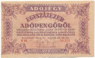 1946. 100.000AP eltolódott nyomat, vízjeles papíron, sorszámmal T:F