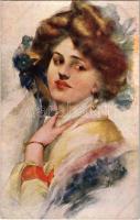 1920 Lady art postcard. Wiener Kunst B.K.W.I. Nr. 119-4. (fa)