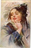 1920 Lady art postcard. Wiener Kunst B.K.W.I. Nr. 119-5. (EK)