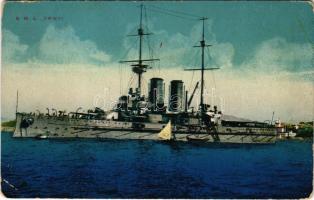 SMS ZRÍNYI az Osztrák-Magyar Haditengerészet Radetzky-osztályú pre-dreadnought csatahajója / K.u.K. Kriegsmarine / SMS Zrínyi Austro-Hungarian Navy Radetzky-class pre-dreadnought battleship. M. Schulz 1916 (EK)