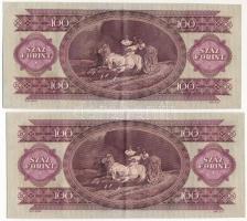 1968. 100Ft (2x) "B 670 091347 - B 670 091348" sorszámkövetők T:F szép papír Adamo F32