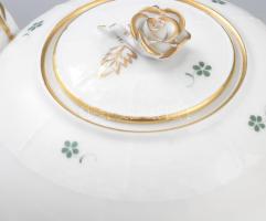 Herendi apróvirág mintás téte á téte készlet, nagy tálcával 30x40 cm. Kézzel festett, jelzett, minim...