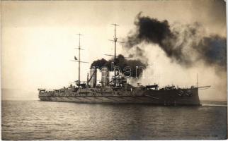 SMS ZRÍNYI az Osztrák-Magyar Haditengerészet Radetzky-osztályú pre-dreadnought csatahajója / K.u.K. Kriegsmarine / SMS Zrínyi Austro-Hungarian Navy Radetzky-class pre-dreadnought battleship. Phot. Alois Beer 1914