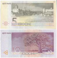 Észtország 1992. 5K + 1994. 10K T:F szép papír
Estonia 1992. 5 Krooni + 1994. 10 Krooni C:F fine pa...
