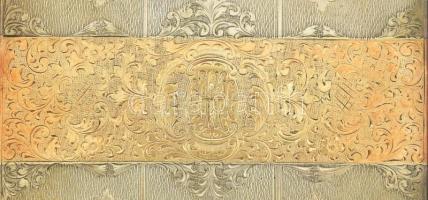 Ezüst (Ag) cigarettatárca aranyozott gilosált díszítéssel, Jelzett 131 g 12x,5 cm