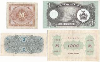 4db-os vegyes bankjegy tétel, közte Német Harmadik Birodalom / Szövetséges megszállás 1944. 1M + Aus...