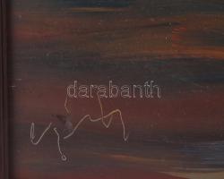 Gábri/Gábry Albert (1935-2004): Csónakos a naplementében. Olaj, farost, jelezve balra lent, fakeretb...
