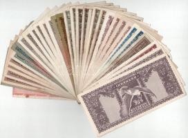 34db-os vegyes Pengő bankjegytétel, közte 1936. 10P alacsony "B 129 000320" sorszámmal + 1...