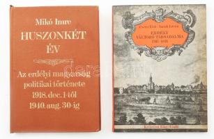 Csetri Elek - Imreh István: Erdély változó társadalma 1767-1821. Bukarest, 1980, Kriterion. Kiadói papírkötés. + Mikó Imre: Huszonkét év. Az erdélyi magyarság politikai története 1918. december 1-től 1940. augusztus 30-ig. H.n., 1988, Optimum. Reprint kiadás. Kiadói egészvászon-kötés.