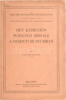 Jávor Egon: Hét kéziratos pozsonyi missale a Nemzeti Múzeumban. Az Országos Széchenyi Könyvtár kiadványai XV. köt. Bp., 1942, MNM Országos Széchenyi Könyvtára, 4+126 p.+4 t. Kiadói papírkötés. Felvágatlan lapokkal.