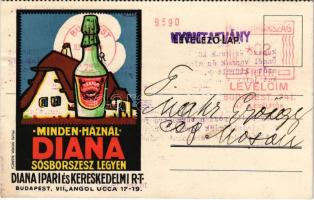 1931 Minden háznál Diana sósborszesz legyen! Diana Kereskedelmi rt. reklám, Budapest, Nádor utca 6. Globus / Hungarian rubbing alcohol advertisement, litho s: Kónya Zoltán (EB)