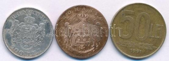 Románia 1867. 5b Cu + 1942. 200L Ag "I. Mihály" + 1991. 50L T:XF-F
Romania 1867. 5 Bani C...