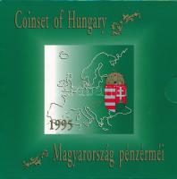 1995. 10f-200Ft (11xklf) Magyarország pénzérméi forgalmi sor dísztokban, közte 200Ft Ag Deák T:BU patina  Adamo FO28