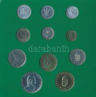 1995. 10f-200Ft (11xklf) "Magyarország pénzérméi" forgalmi sor dísztokban, közte 200Ft Ag ...