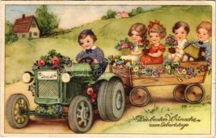 1939 Die besten Wünsche zum Geburtstage / Születésnapi üdvözlet / Birthday greeting. HWB Alabaster Serie 7219. (EK)