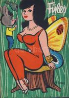 Ruszkay György (1924-1998): Füles boritóterv, vegyes technika papír, szignált 21x30 cm