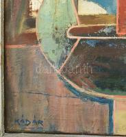 Kádár György (1912-2002): "Kék konstrukció". Olaj, vászon, jelezve balra lent. Hátoldalán ...
