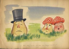 Ruszkay György (1924-1998): Te! Mondd csak, az egy kapitalista?, akvarell-papír, 21x30 cm