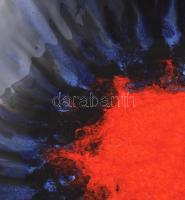 Iparművész kerámia dísztál. Színes mázakkal festett, jelzés nélkül, hátulján jelentéktelen lepattaná...