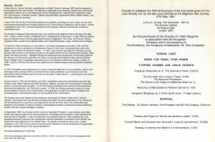 1991 Concert to celebrate the 40th Anniversary of the first recital given for the Liszt Society (......