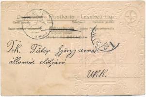 1901 Boldog karácsonyi ünnepeket / Christmas greeting art postcard. Art Nouveau, floral, Emb. litho ...