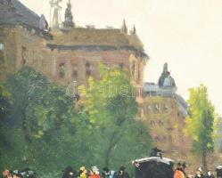 Berkes Antal (1874-1938): Nagyvárosi forgatag. Olaj, karton. Jelezve jobbra lent. 19,5x32,5 cm. Deko...