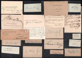 20 db aláírás Deák Ébner Lajos, Imrédy, Szenes Fülöp, püspökök, írók, politikusok stb