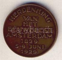 Hollandia 1929. "100 éves Amszterdam" Br emlékérem T:2