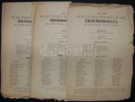 1874-77, 1876 Az egri főelemi tanulóinak érdemsorozata 3 db 4 oldalas nyomtatvány