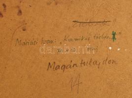 Máriási Masznyik Iván (1928-1997): Kozmikus térben. Olaj, farost, jelezve jobbra lent, hátoldalon au...