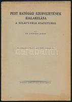 Gárdonyi Albert: Pest hatósági szervezetének kialakulása a Szlávy-féle statutumig. [Bp., 1942., Budapest Székesfőváros Házinyomdája], 14 p. Különlenyomat. Kiadói papírkötés, kissé foltos borítóval.