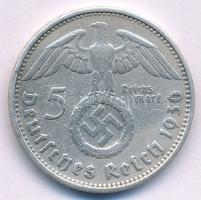 Német Harmadik Birodalom 1936A 5M Ag "Hindenburg" T:VF German Third Reich 1936A 5 Reichsma...