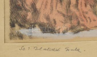 Glatz Oszkár (1862-1958) - Halvax Gyula (1906-1984): Lányok báránnyal. Színezett rézkarc, papír, jel...