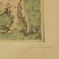 Glatz Oszkár (1862-1958) - Halvax Gyula (1906-1984): Lányok báránnyal. Színezett rézkarc, papír, jel...