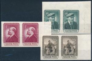 1954 Lenin vágott sor ívszéli párokban (36.000) / Mi 1351-1353 imperforate margin pairs