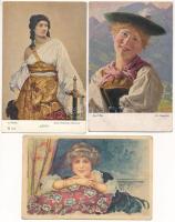 15 db RÉGI képeslap vegyes minőségben: hölgyek, portrék / 15 pre-1945 postcards in mixed quality: ladies and portraits