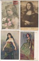 15 db RÉGI képeslap vegyes minőségben: hölgyek, portrék / 15 pre-1945 postcards in mixed quality: ladies and portraits