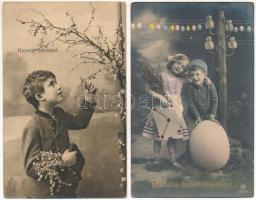 15 db RÉGI húsvéti üdvözlő motívum képeslap vegyes minőségben / 15 pre-1945 Easter greeting motive p...