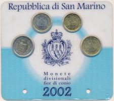 San Marino 2002. 20c-2E (4xklf) forgalomba nem került érmeösszeállítás műanyag lapon T:UNC San Marino 2002. 20 Cent - 2 Euro (4xklf) non circulating coin set on plastic cardboard C:UNC