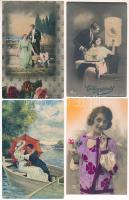 15 db RÉGI zsáner motívum képeslap vegyes minőségben: szerelmes párok, hölgyek / 15 pre-1945 motive postcards in mixed quality: romantic couples in love, ladies