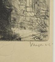 Varga Nándor Lajos (1895-1978): Firenzei részlet, 1925. Rézkarc, papír, jelzett. Üvegezett fakeretbe...