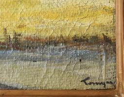 Tornyai jelzéssel: Atmoszférikus táj. Olaj, vászon. Kissé sérült. Dekoratív fakeretben. 24x32 cm